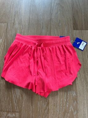 NWT JoyLab Midrise Double Layer Flowy Run Shorts Lolipop Bright Red (Size Small)